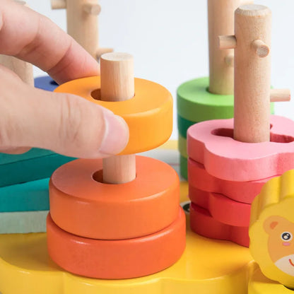 Montessori Holzbausteine Lernspielzeug mit Löwenpuzzle bei zodobi.com