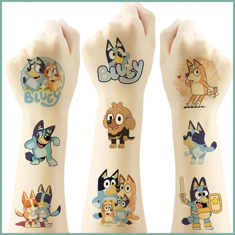 Bluey und Bingo Tattoo Aufkleber Set – 100/200 Stück bei Zodobi