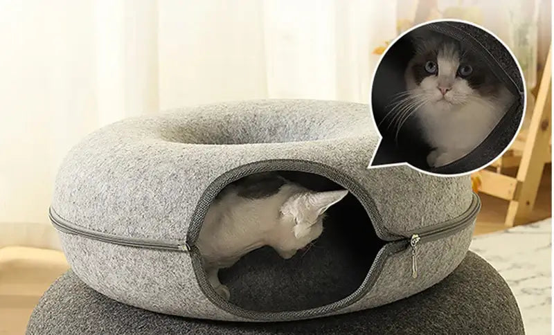 Donut-Haustierbett für Katzen und kleine Hunde bei Zodobi