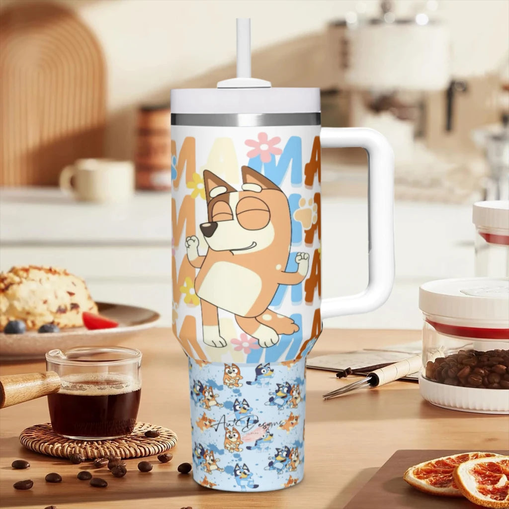 Bluey Reisebecher – 1200ml Edelstahl, Cartoon-Design bei Zodobi